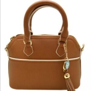 satchel crossbody with dual handle  tan nwt